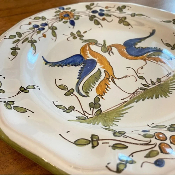 Fait Main French Faience Porcelain Plate with Bird and Flower motif 9in - Picture 2 of 15